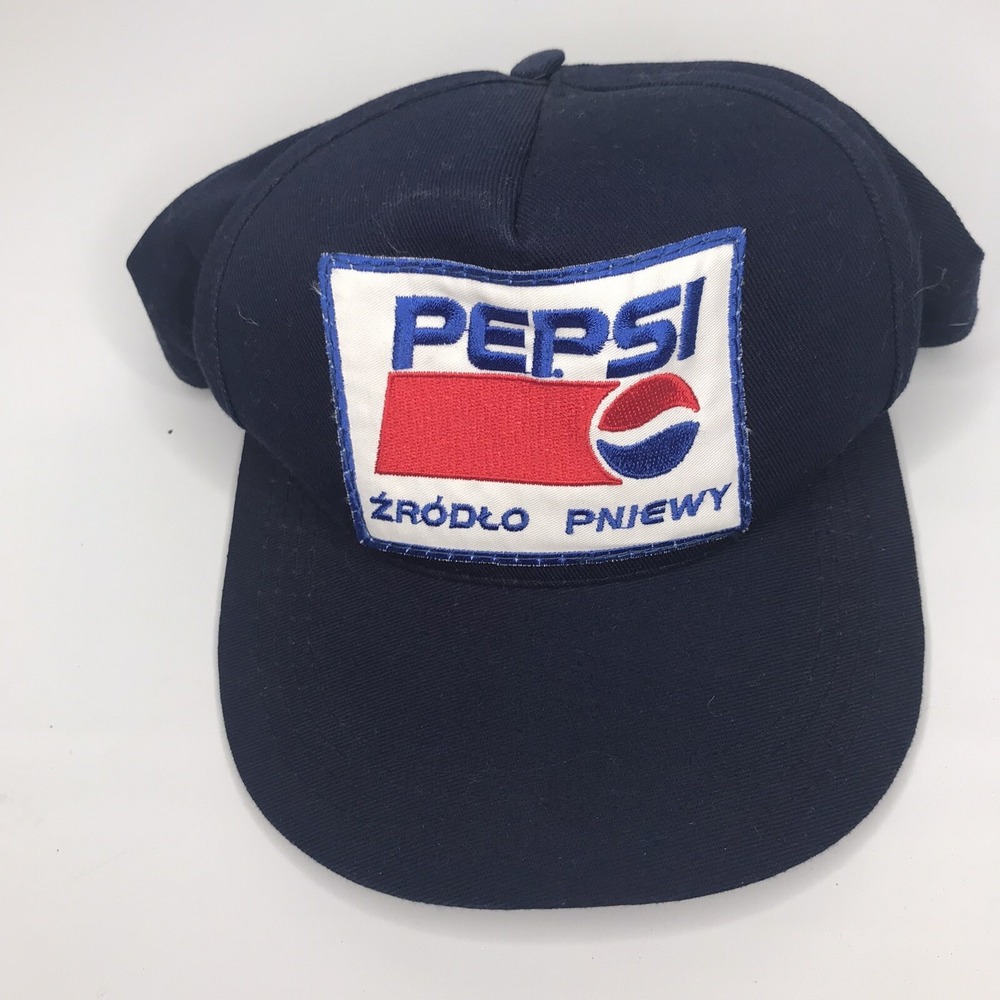 Pepsi Vintage Snapback Hat Cap Dark Blue Patch Logo